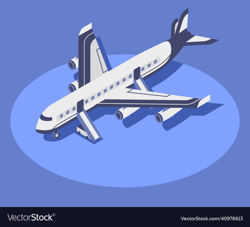 Commercial airplane isometric color civil