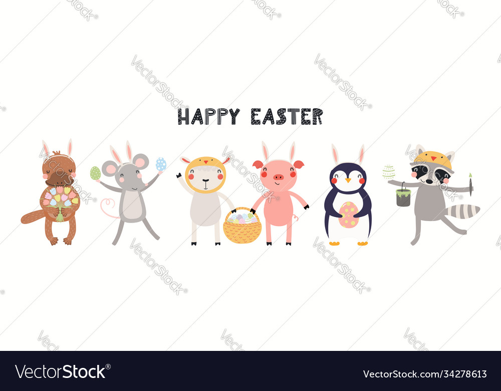 Cute animals easter card