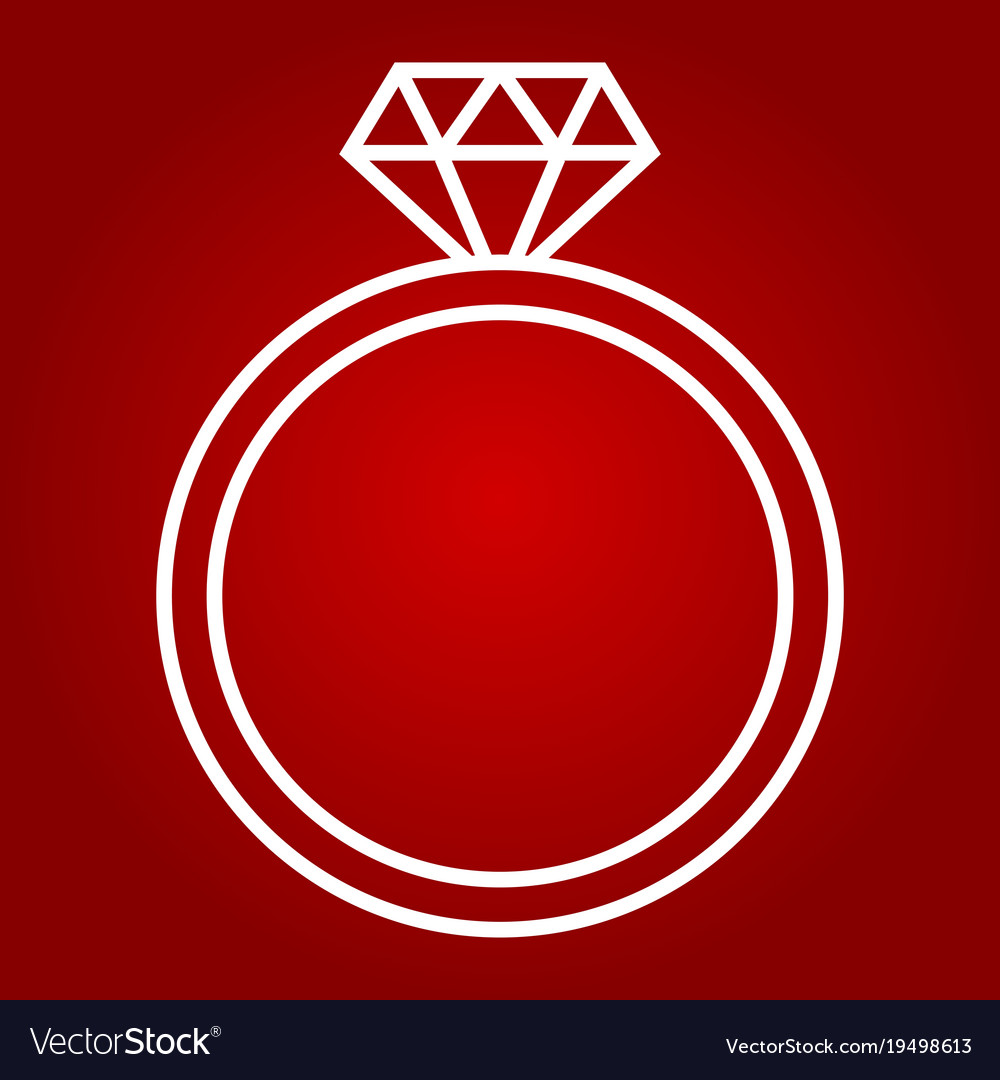 Diamond ring line icon valentines day