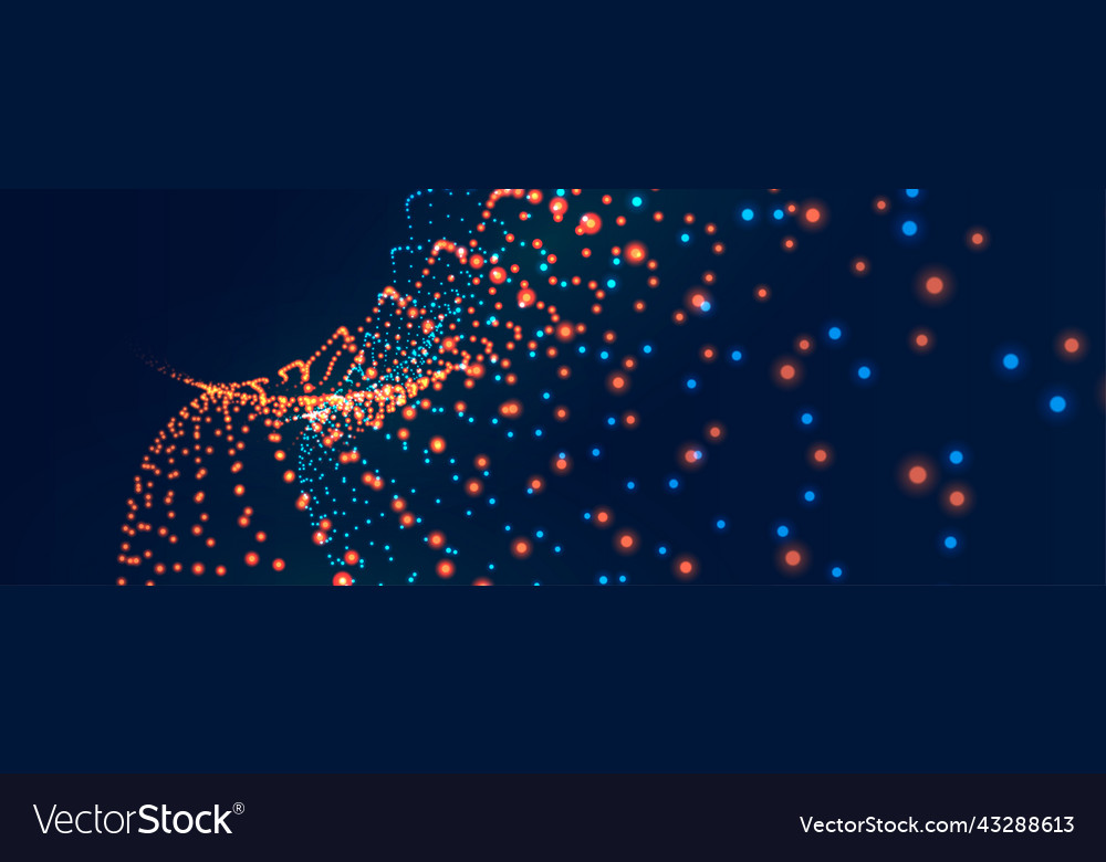 Digital flowing particle wave technology banner