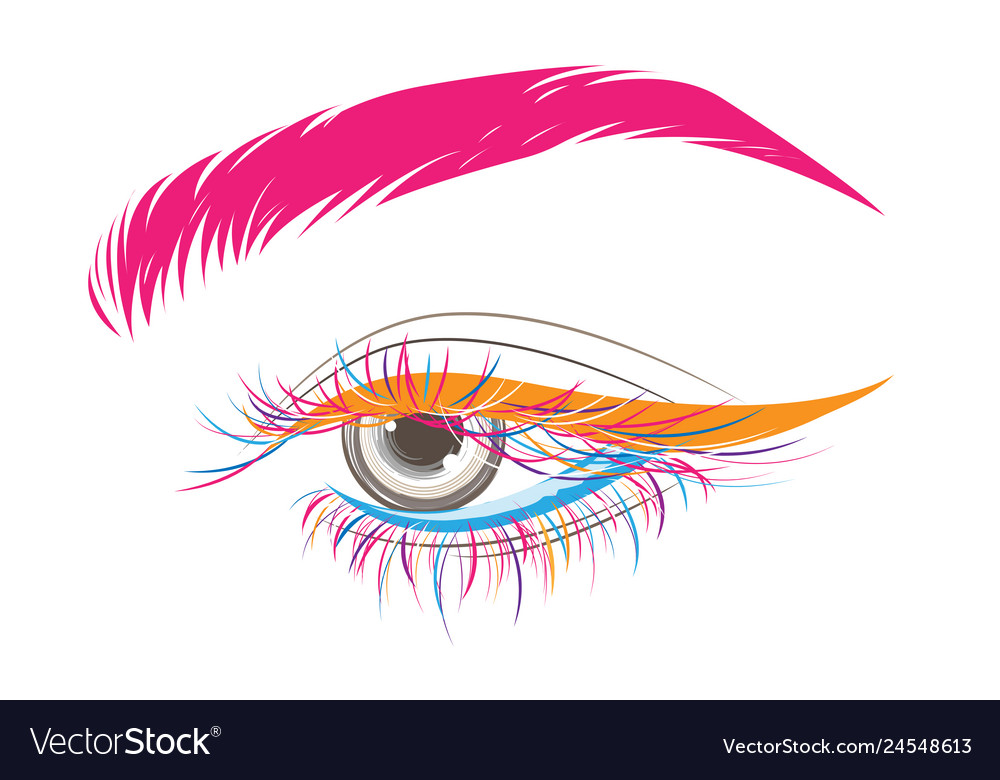 Eye makeup and brow on white background