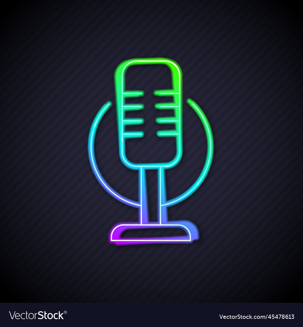 Glowing neon line microphone icon isolated on Vector Image