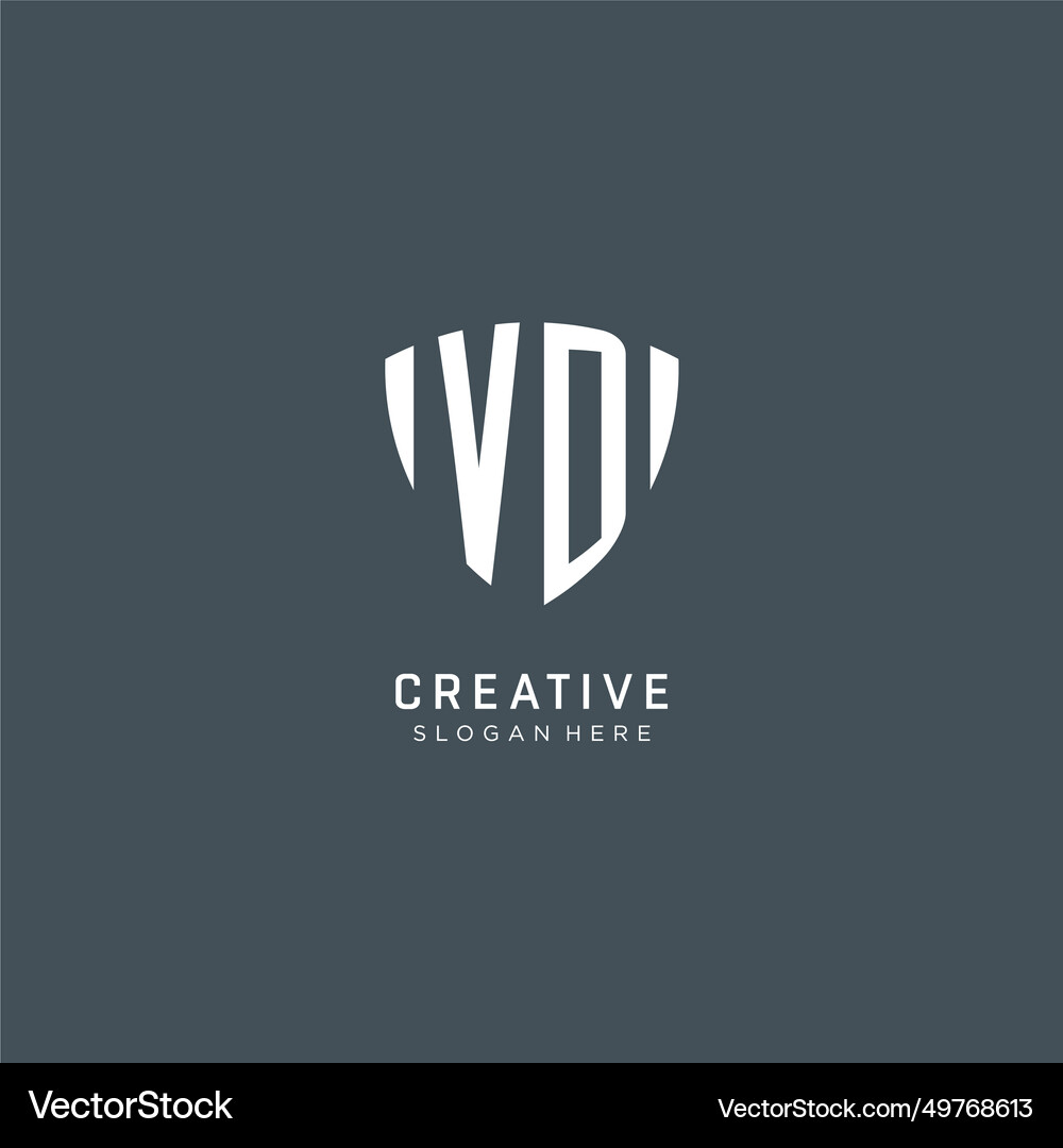 Initials vd logo shield guard shape creative Vector Image