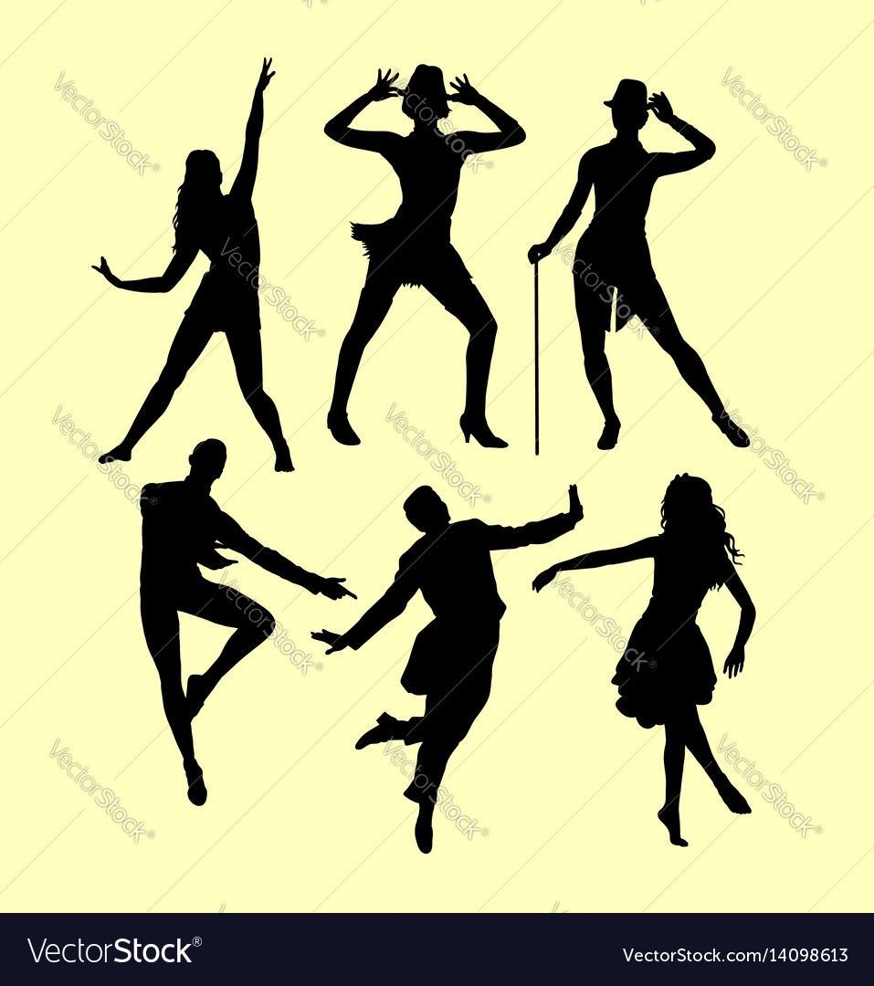 Man and woman dancing silhouette Royalty Free Vector Image