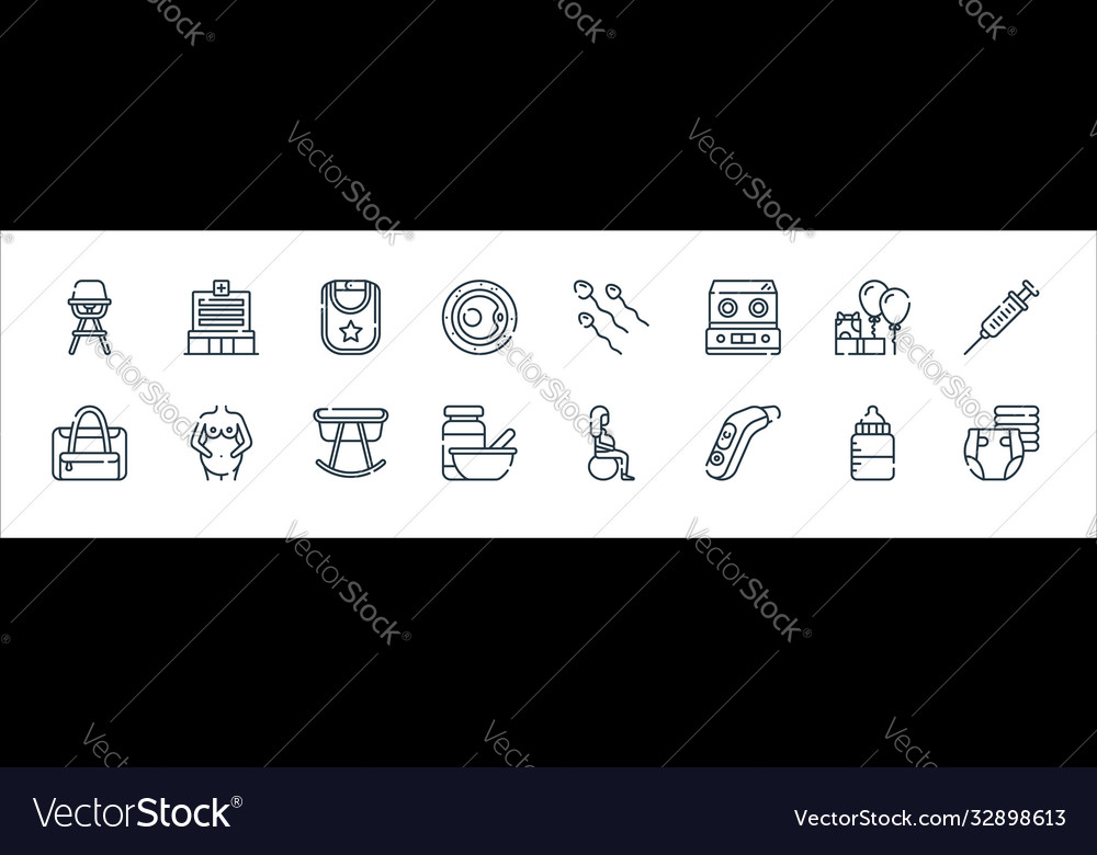 Maternity line icons linear set quality vector image Maternity line icons linear set quality