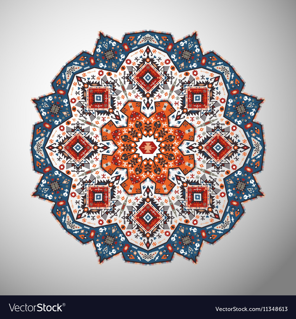 Ornamental round colorful geometric pattern