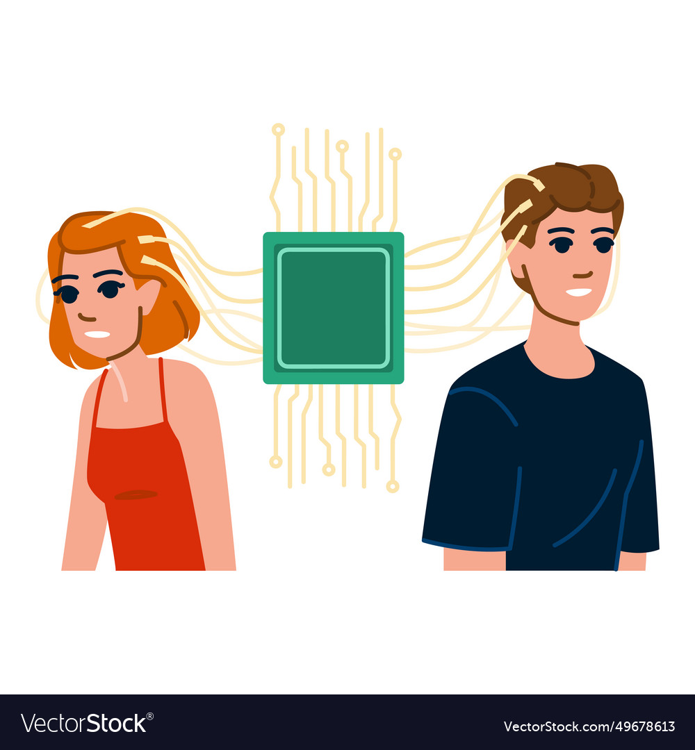 Science brain computer interface vector image Science brain computer interface