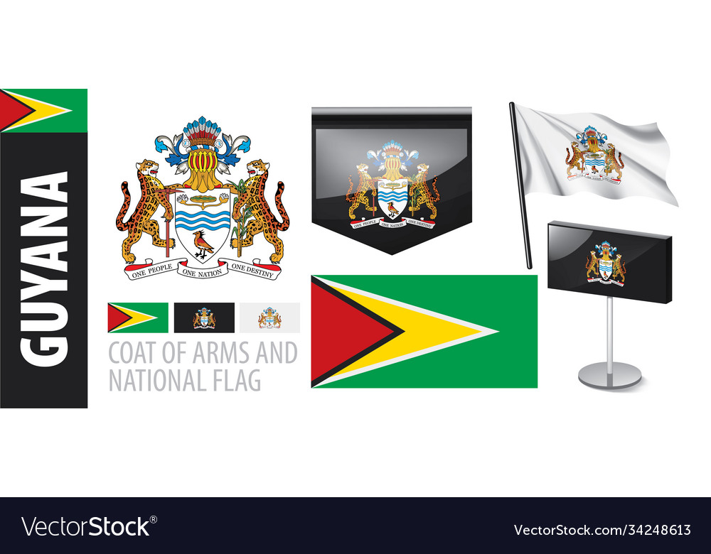 Set coat arms and national flag Royalty Free Vector Image