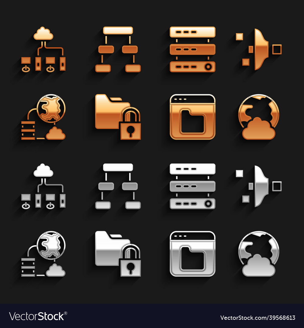 Set folder and lock filter setting social vector image Set folder and lock filter setting social