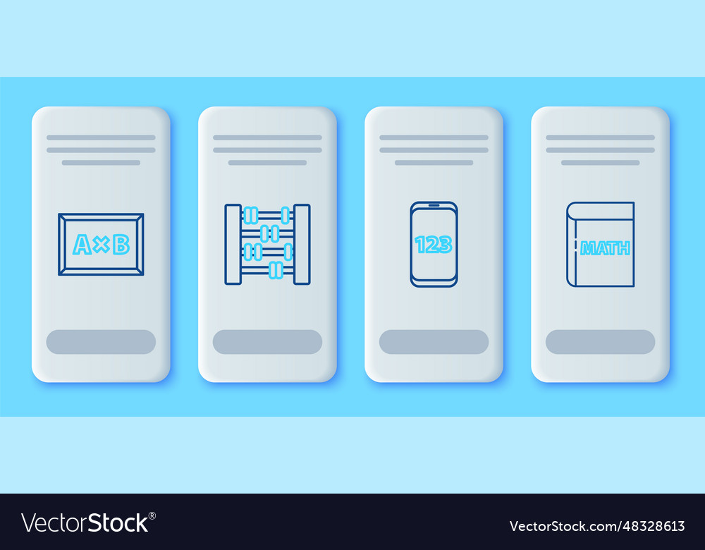 Set line abacus mobile calculator interface vector image Set line abacus mobile calculator interface