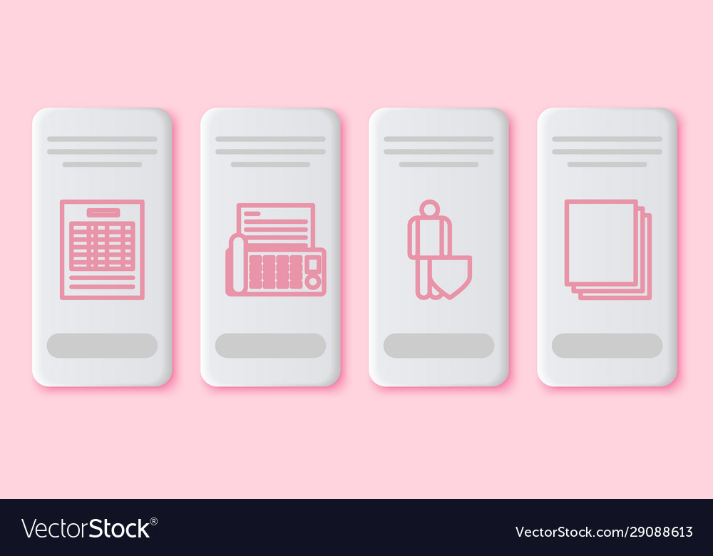 Set line report file document fax machine life vector image Set line report file document fax machine life