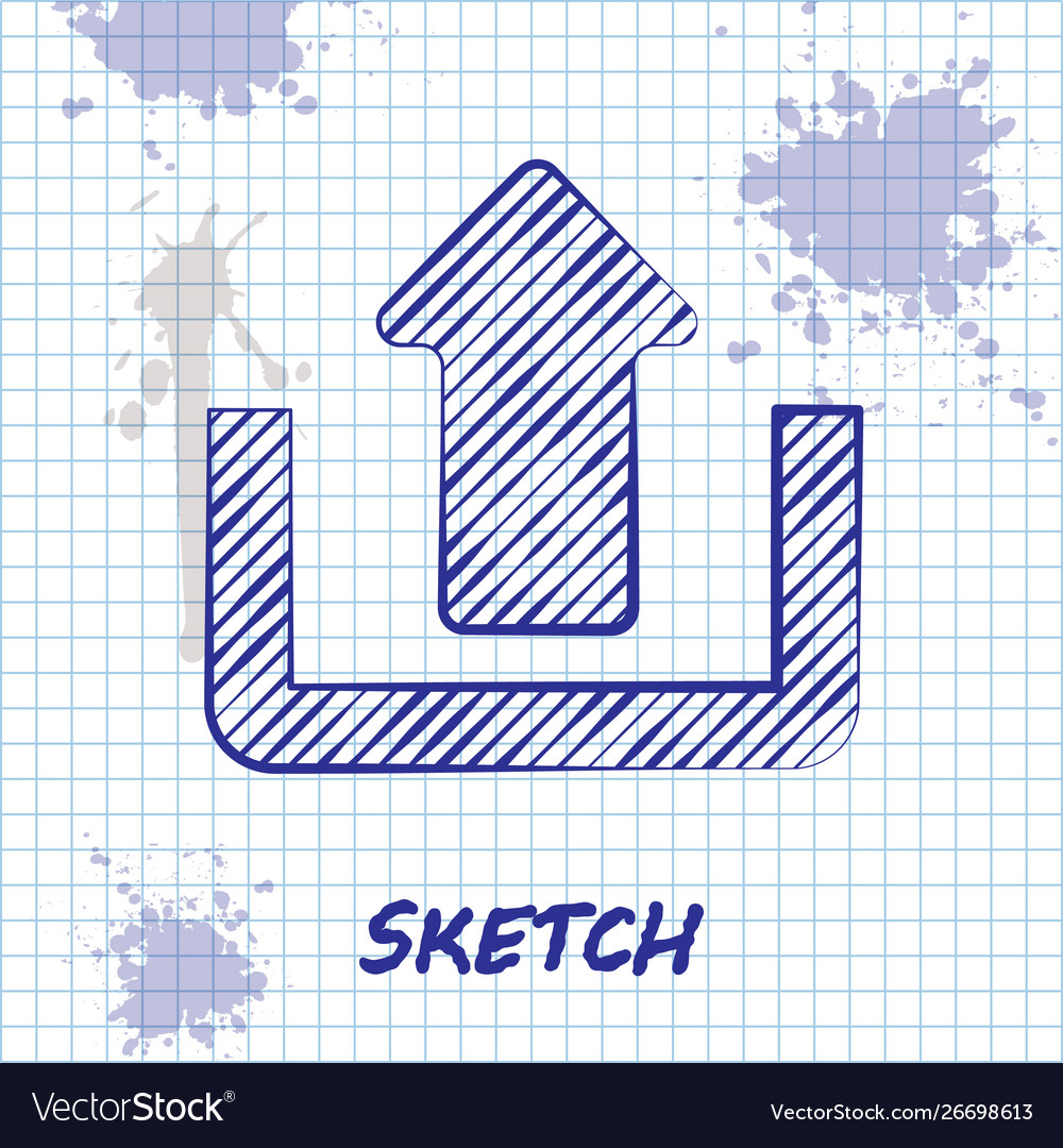 Sketch line upload icon isolated on white Vector Image Sketch line upload icon isolated on white