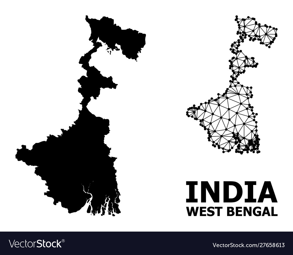 West Bengal State Map Solid And Carcass Map West Bengal State Royalty Free Vector