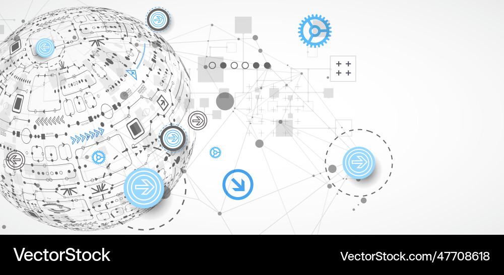 Abstract technology sphere background global Vector Image