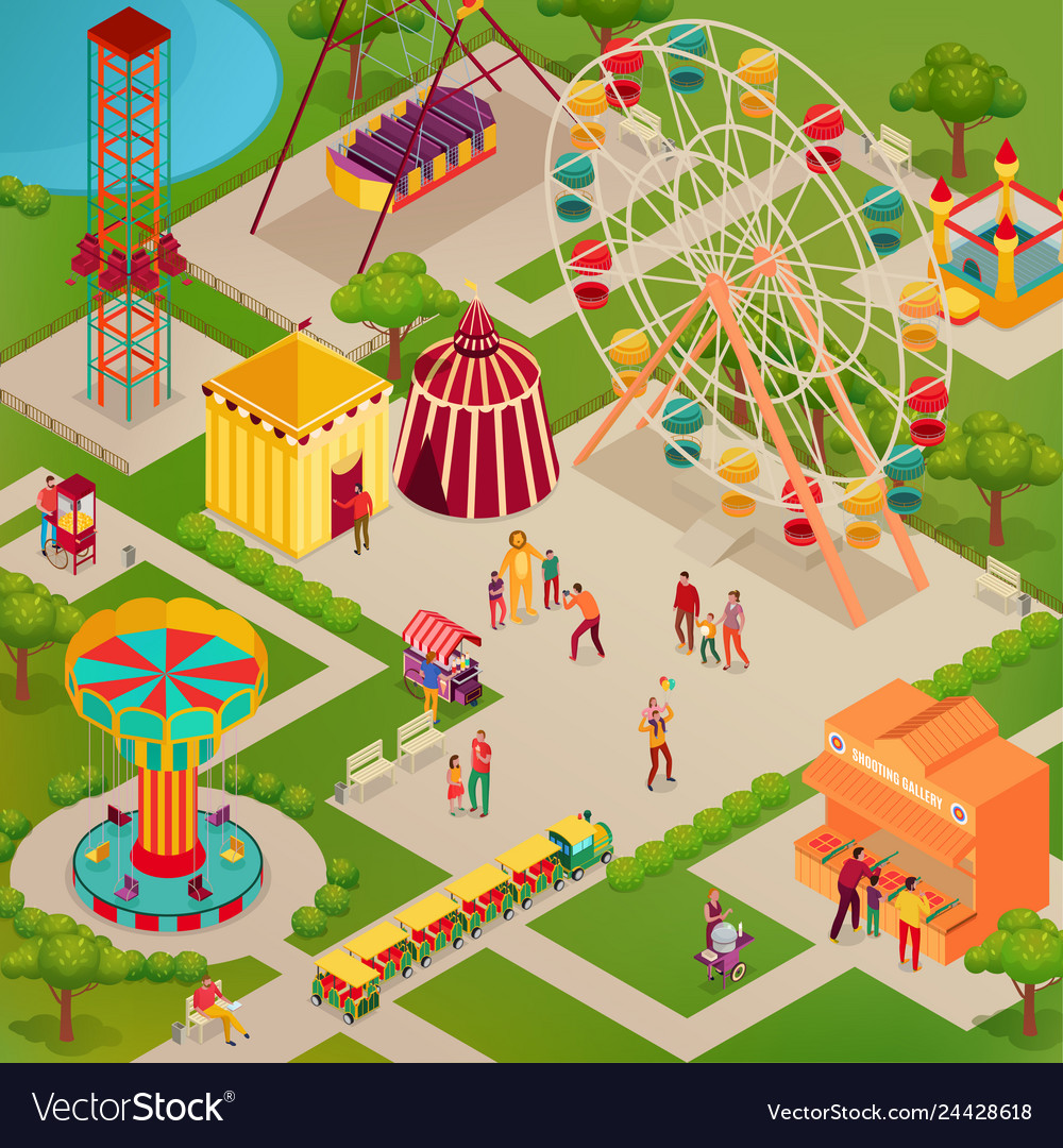 Circus Amusement Park Isometric Royalty Free Vector Image 5116