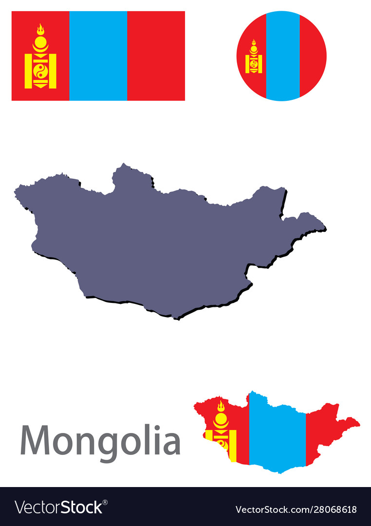 Country mongolia silhouette and flag