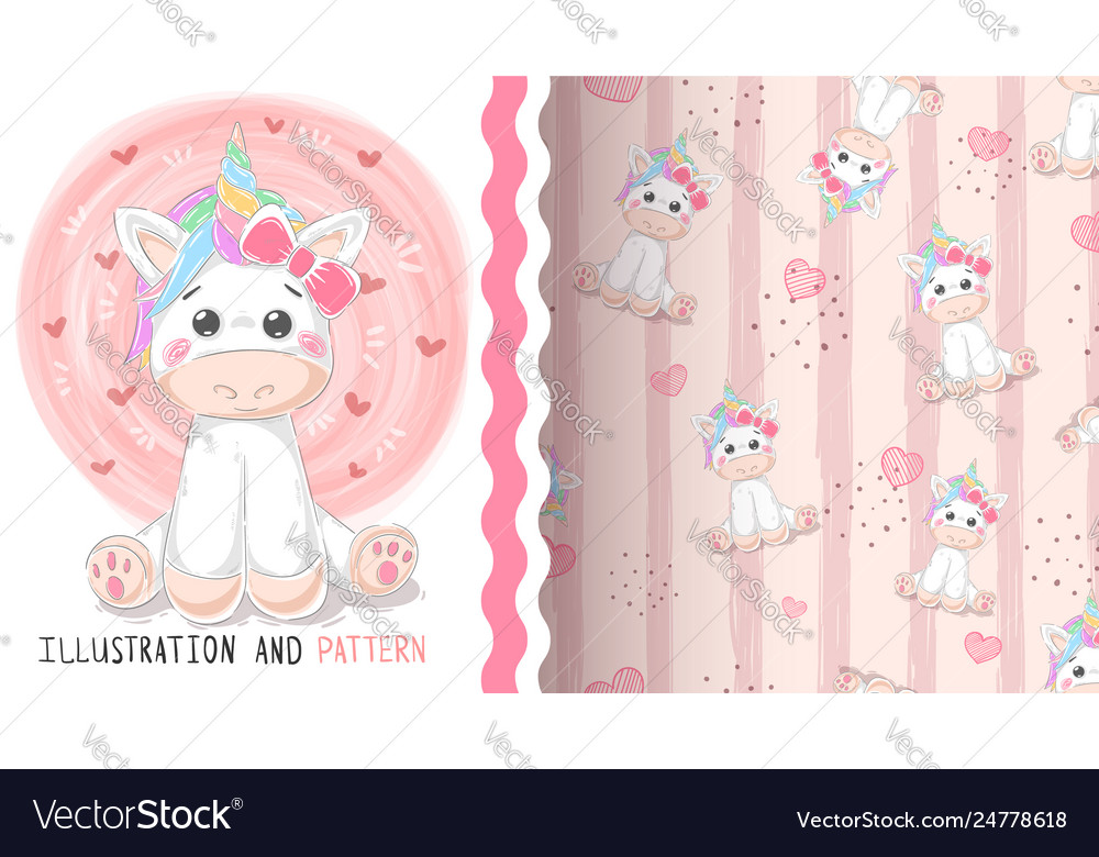 Cute magic unicorn - seamless pattern vector image Cute magic unicorn - seamless pattern