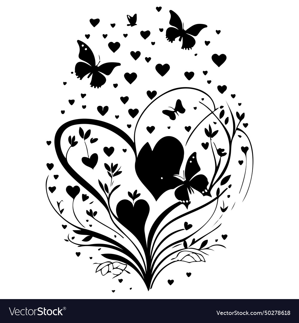 Love with butterfly valentine hand draw Royalty Free Vector