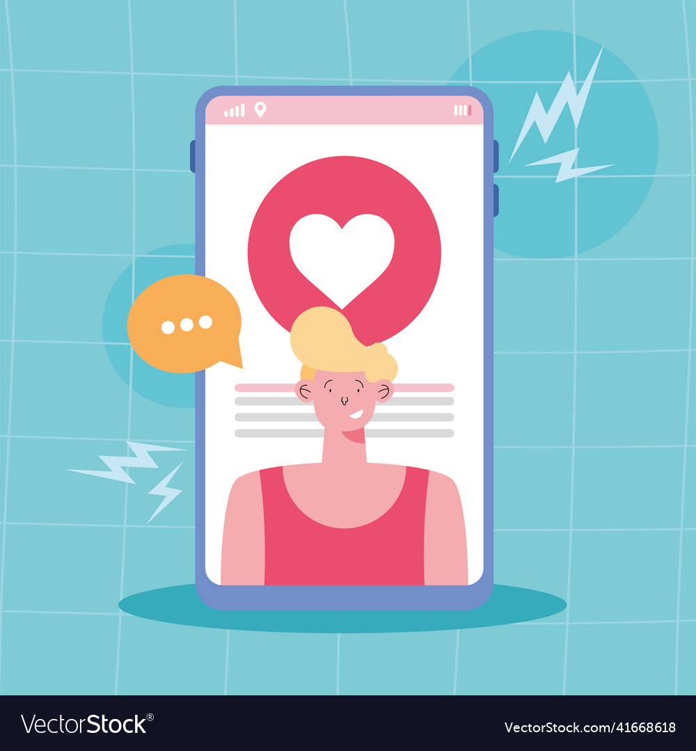 Man in romantic video chat Royalty Free Vector Image