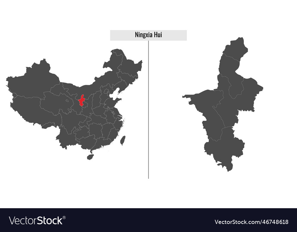 Map of ningxia hui province china Royalty Free Vector Image