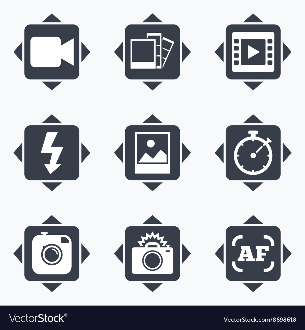 Photo video icons camera photos and frame Vector Image