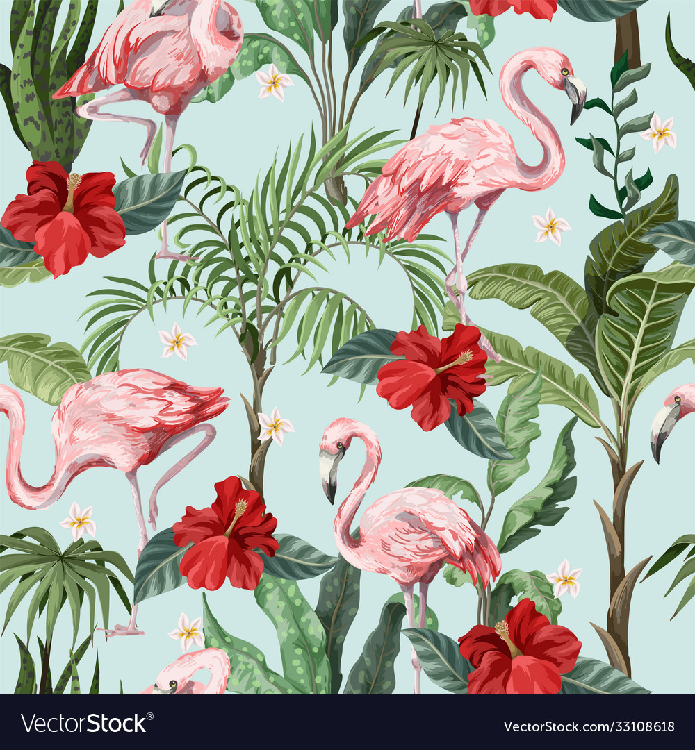 Pink Flamingo Floral Pattern