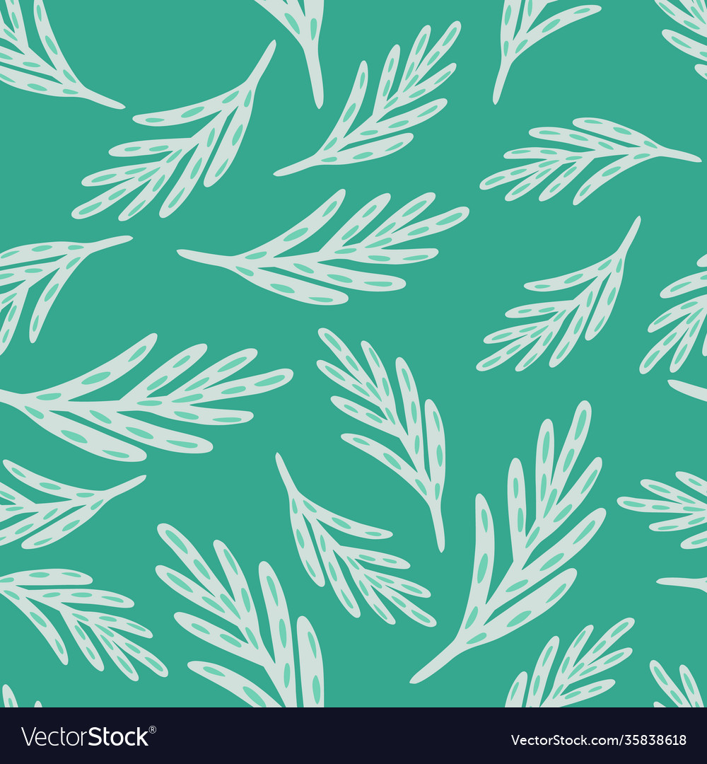 Random seamless pattern with white simple leaf vector image Random seamless pattern with white simple leaf