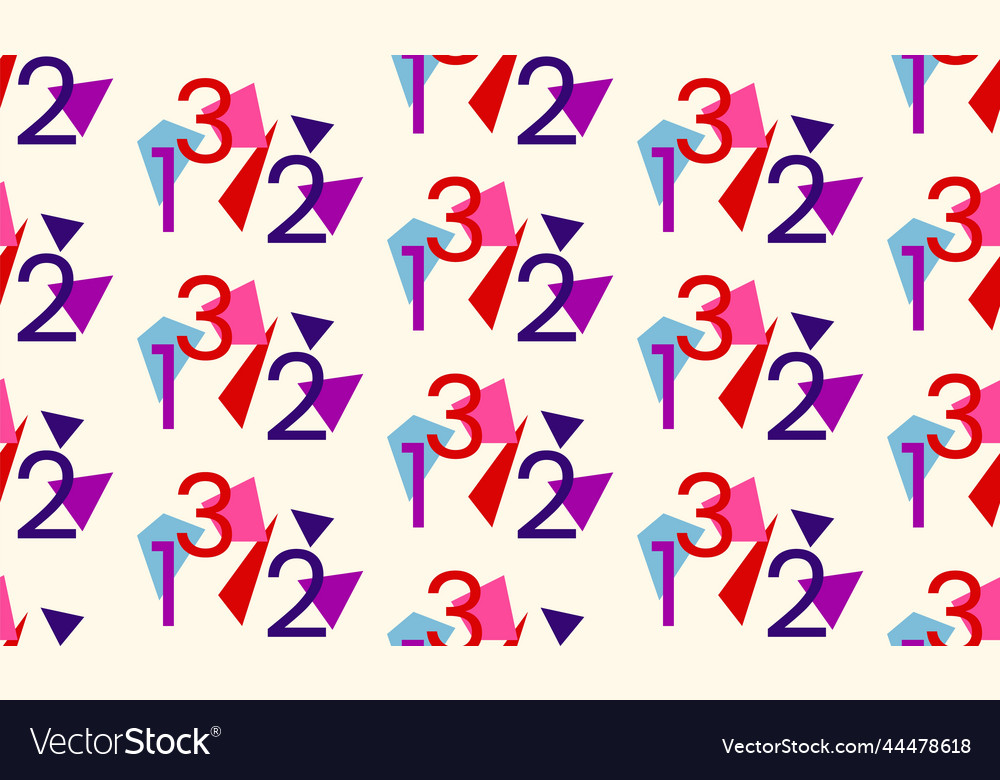 Seamless pattern made of 1 2 3 digits vector image Seamless pattern made of 1 2 3 digits