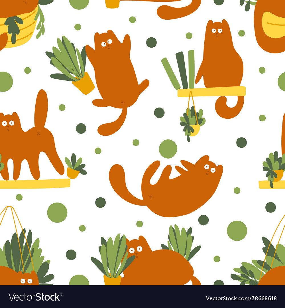 Seamless pattern with fanny cats character