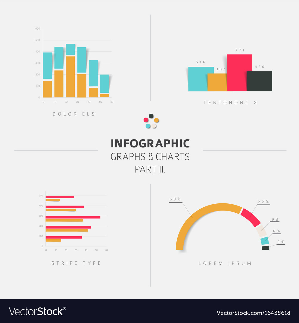 Set flat design infographic charts and graphs 2 Vector Image