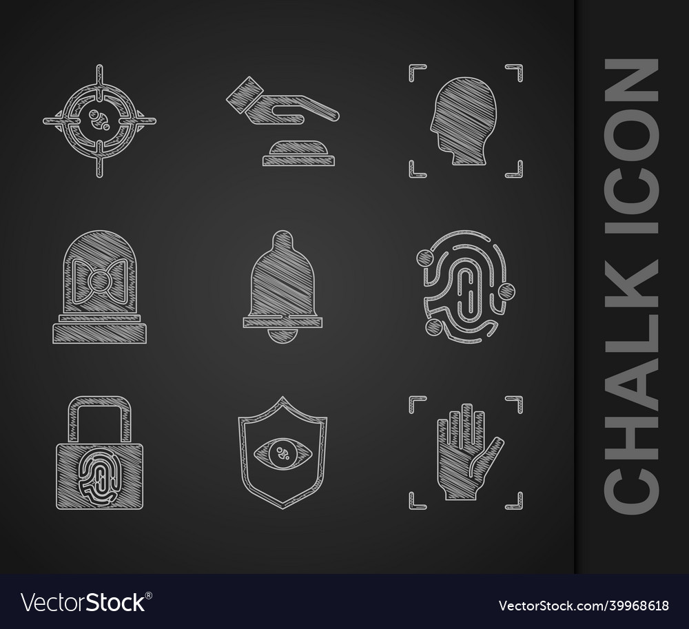 Set motion sensor shield eye scan palm print vector image Set motion sensor shield eye scan palm print