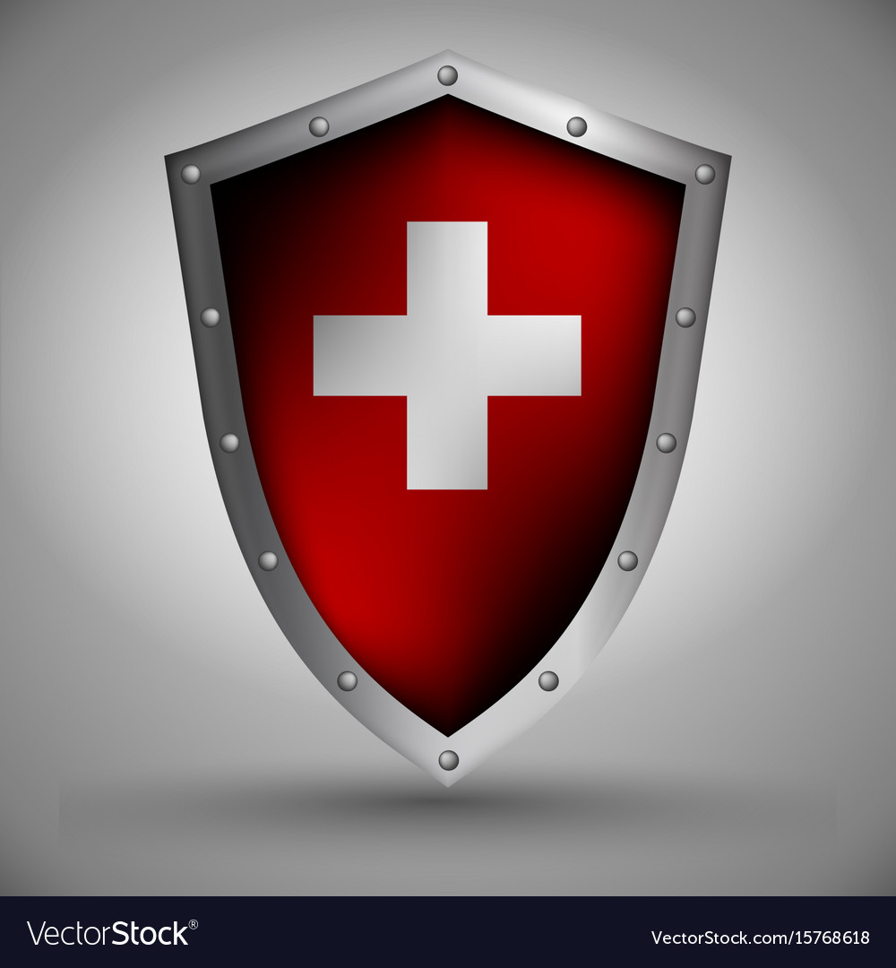 Shield with the swiss flag Royalty Free Vector Image