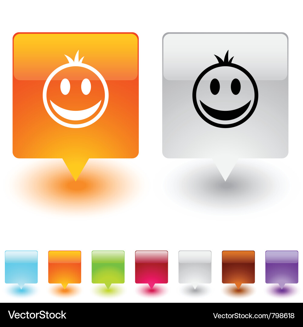 Smiley square button Royalty Free Vector Image