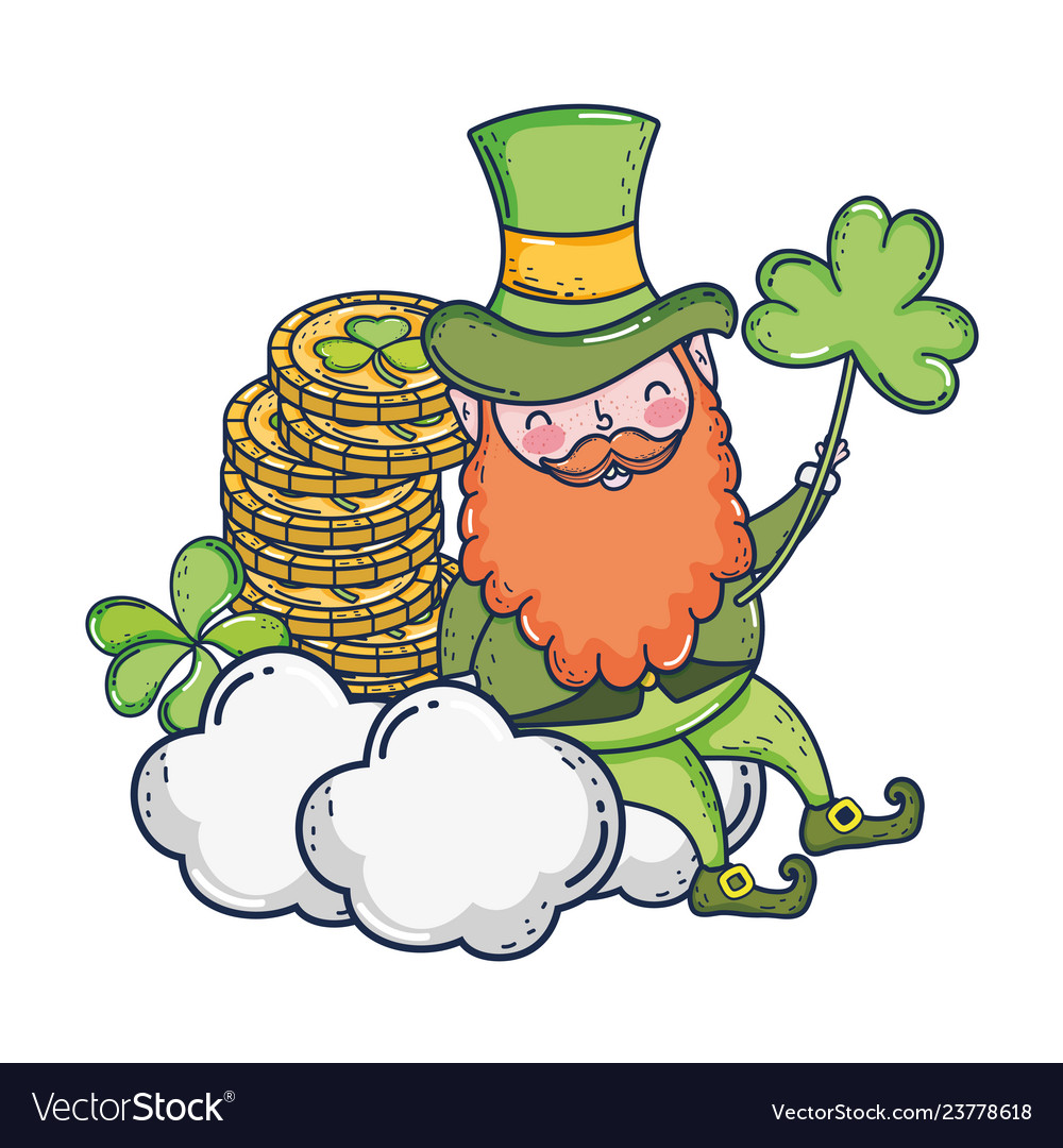 St patricks day leprechaun with treasure coins