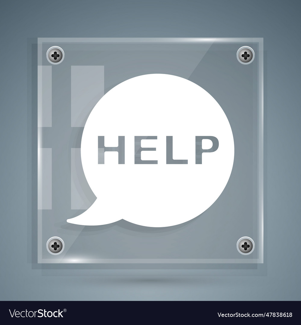 White speech bubble with text help icon isolated