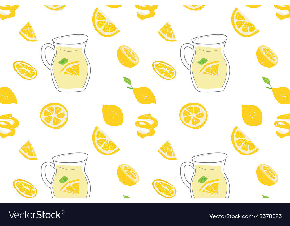 Bright pattern with lemonade and lemon slices