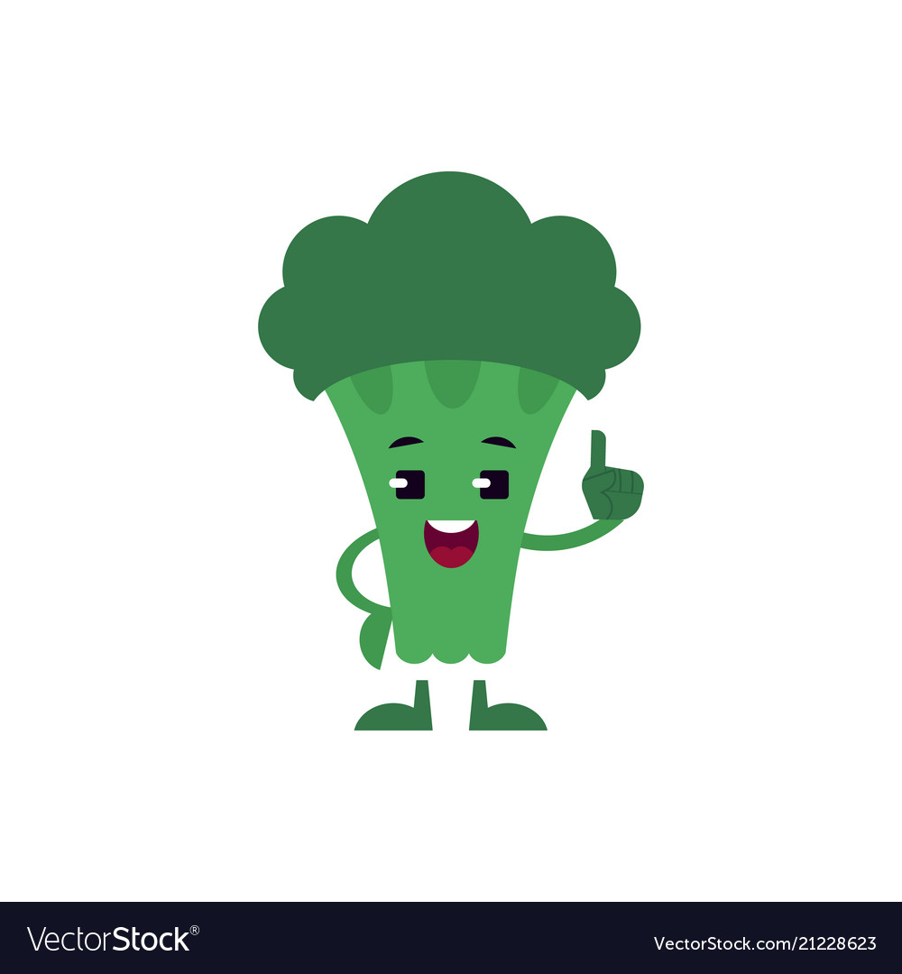 Broccoli holding up index finger with smile