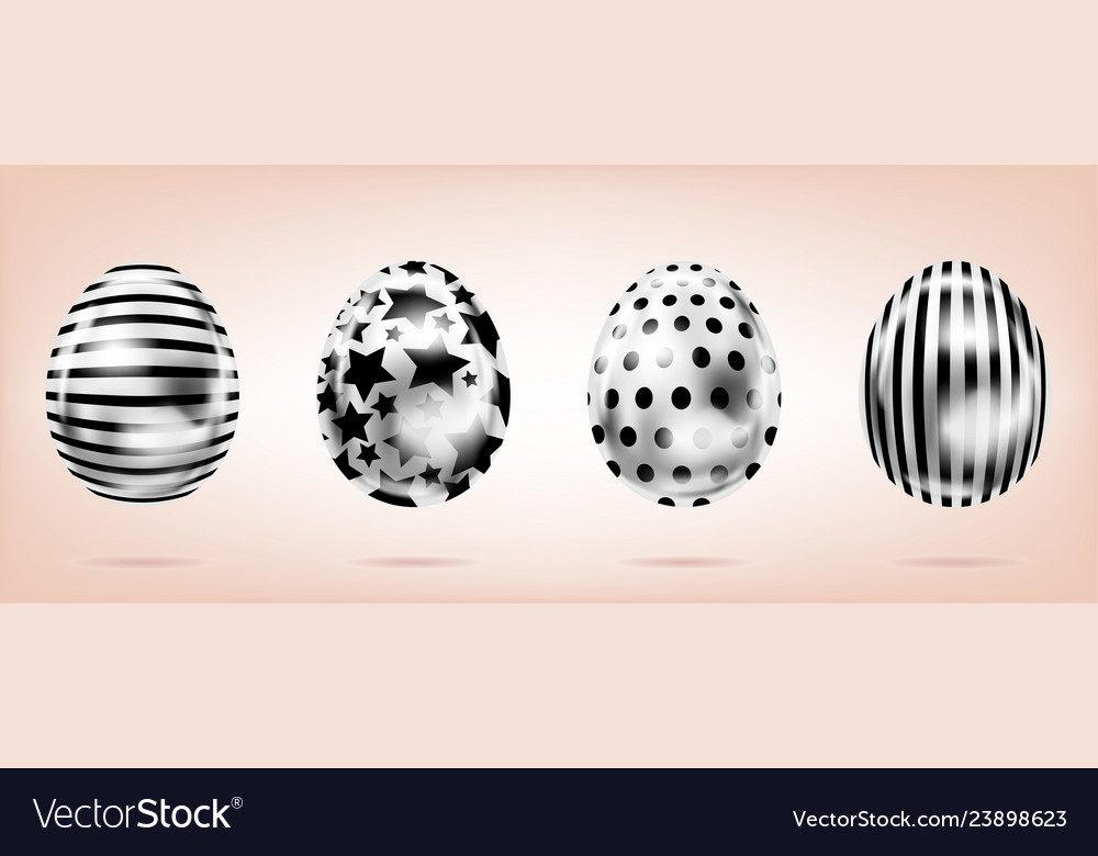 Four silver eggs on the pink background isolated