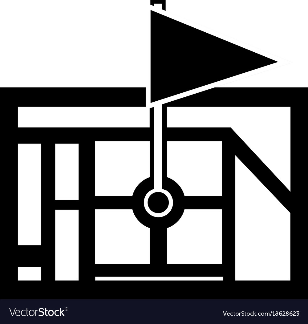 Gps navigation map destination pin flag