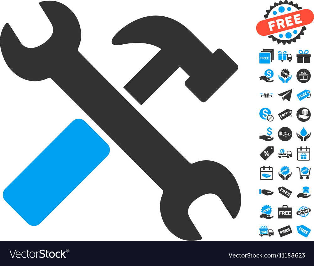 Hammer and wrench icon with free bonus