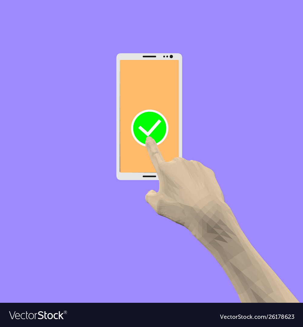 Man Pressing Approve Button on Phone