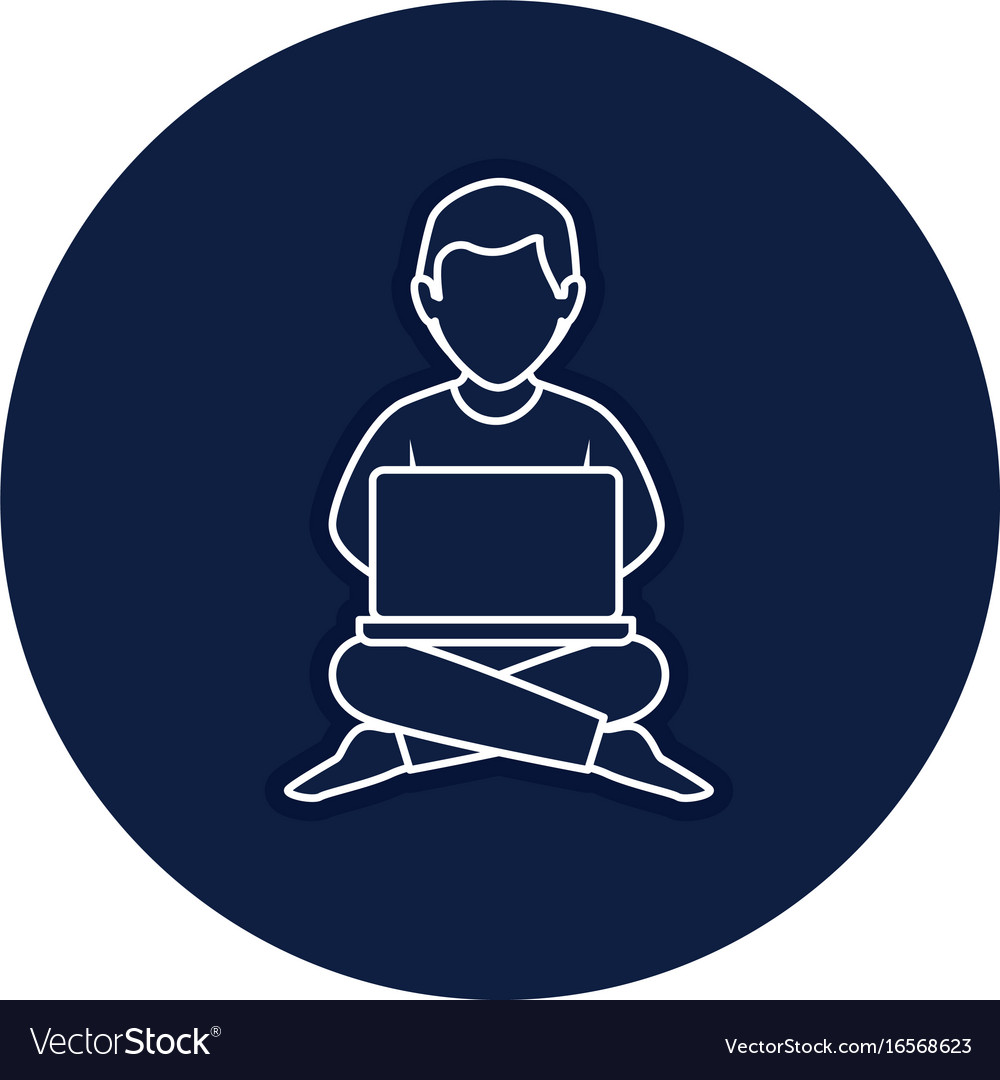 Man with laptop icon Royalty Free Vector Image