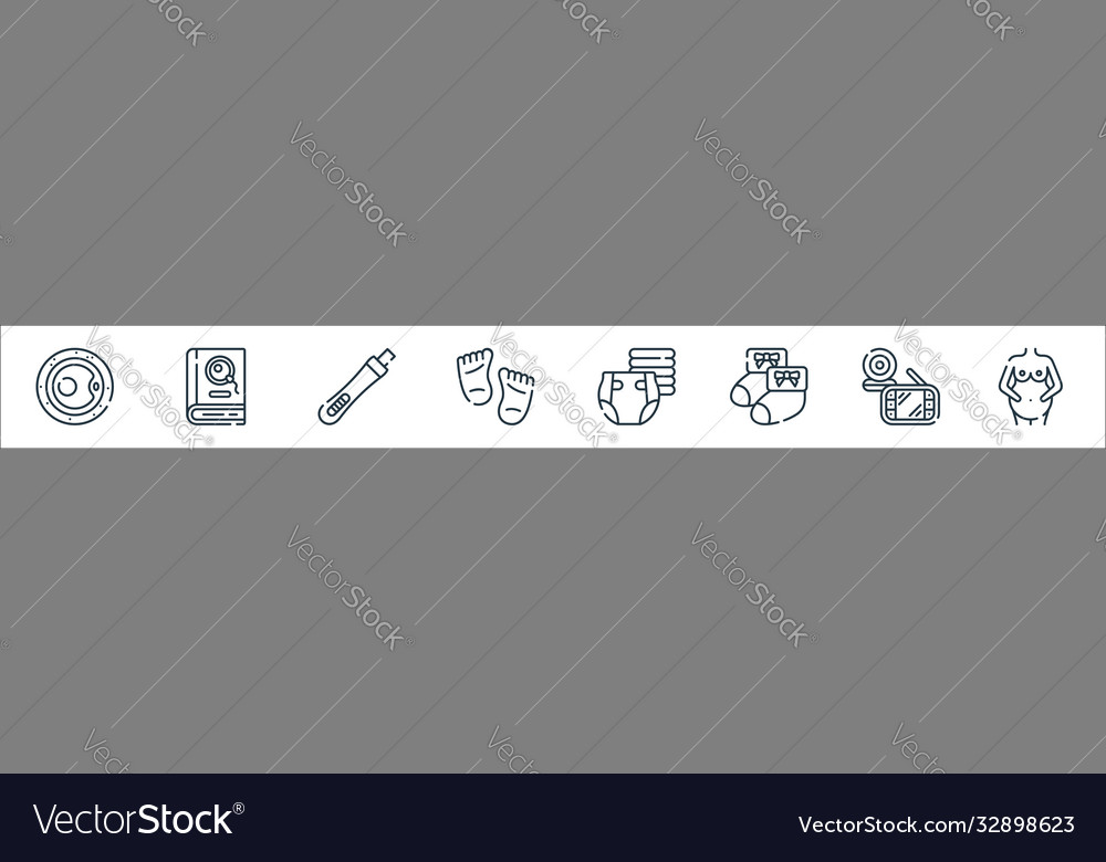 Maternity line icons linear set quality vector image Maternity line icons linear set quality