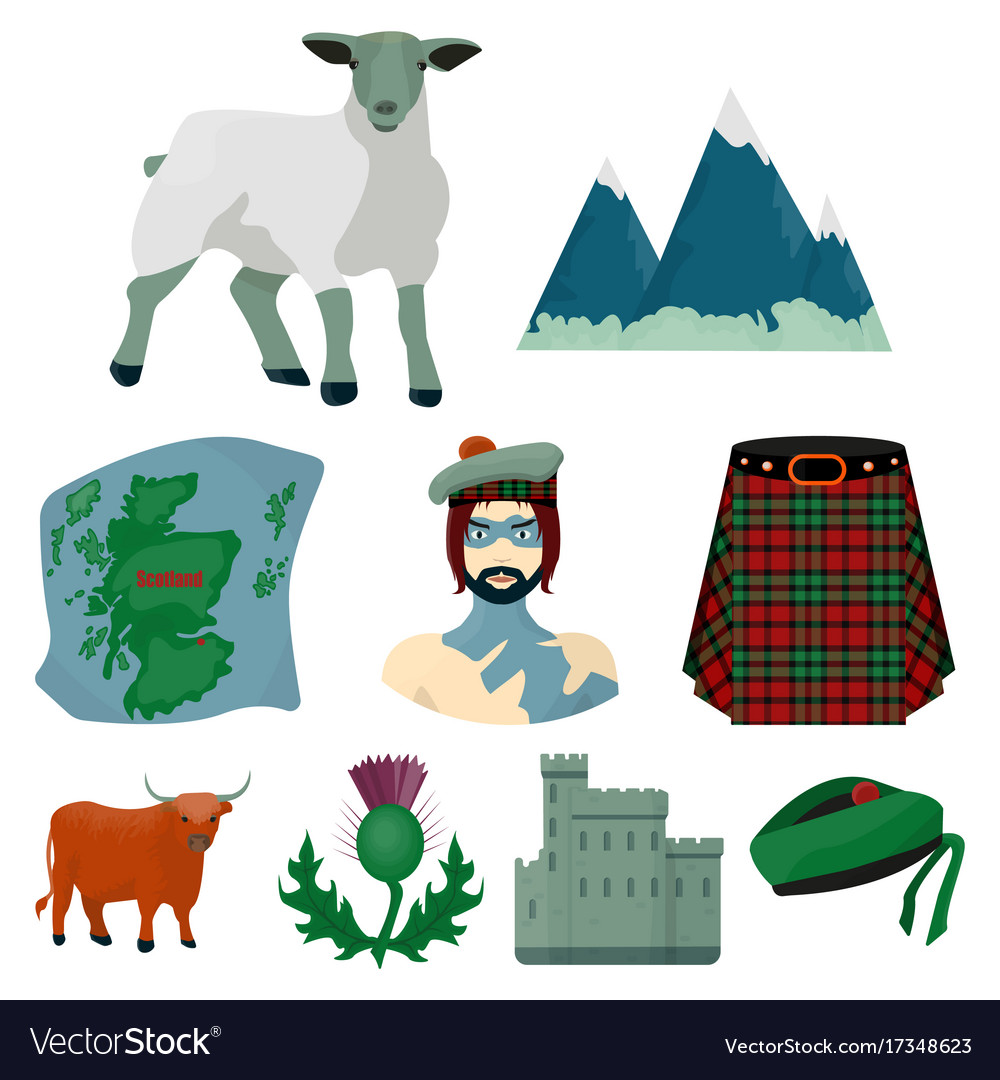 National Symbols Scotland Scottish Attractions Vector Image