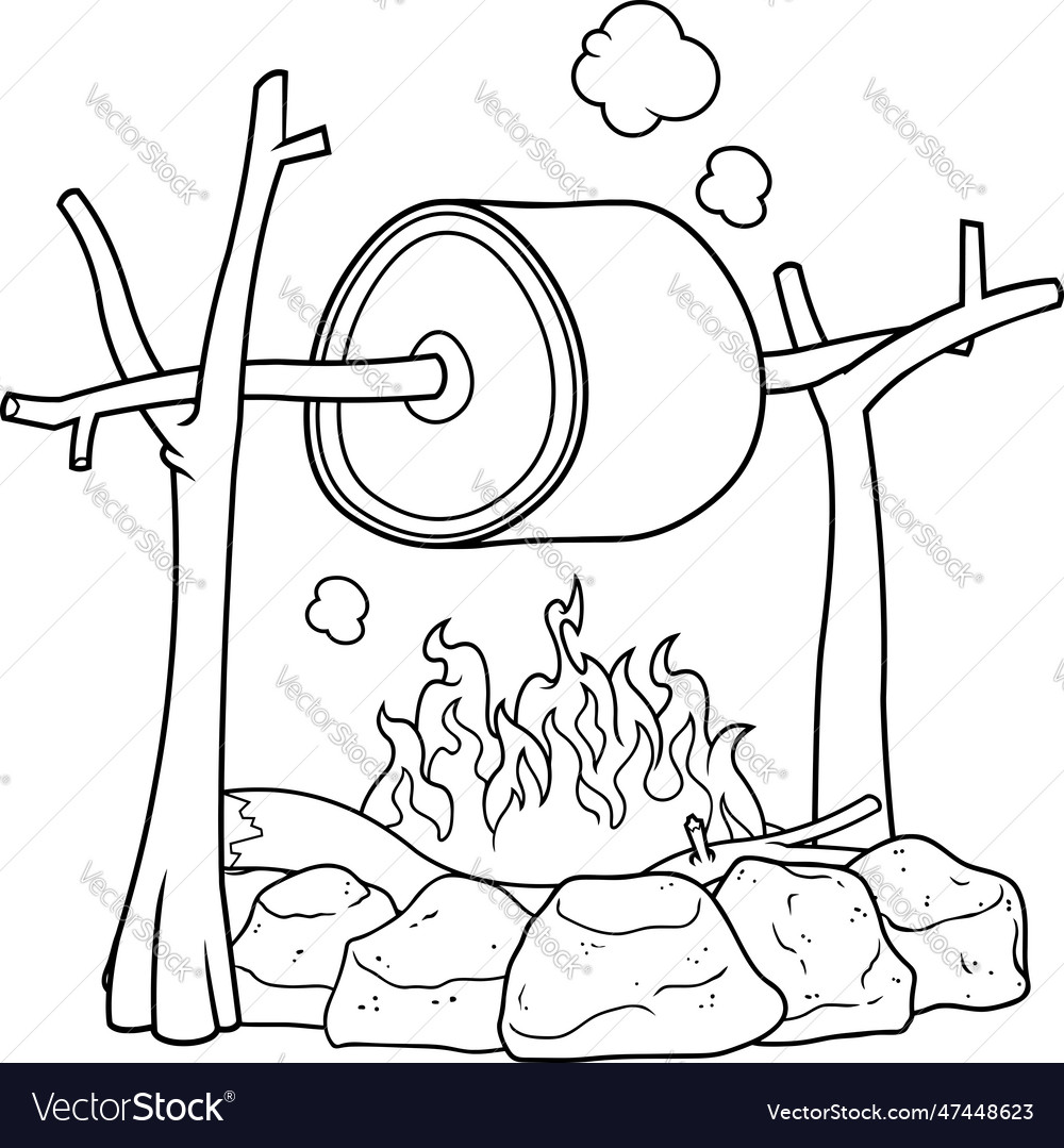 Herausgestrichenes Cartoonlagerfeuer mit Flammen vector image Herausgestrichenes Cartoonlagerfeuer mit Flammen