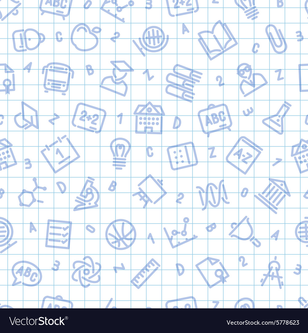 School seamless pattern on squared sheet Vector Image