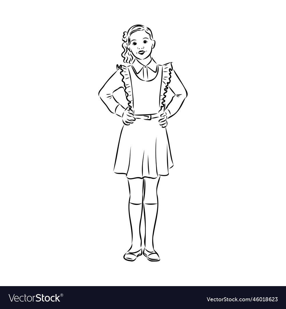 Schoolchildren go to school hand in hand sketch Vector Image