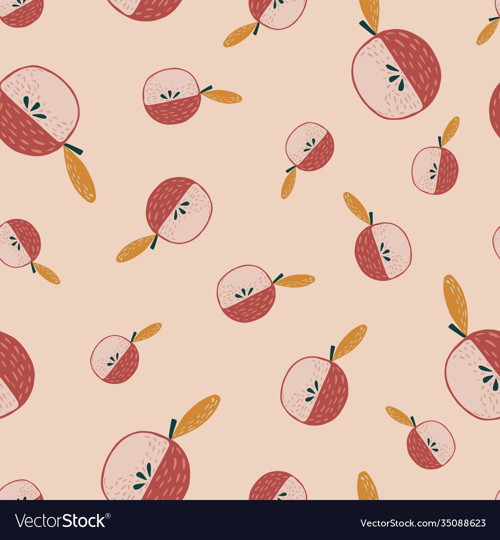 Seamless random pattern with simple cartoon apple Vector Image Seamless random pattern with simple cartoon apple