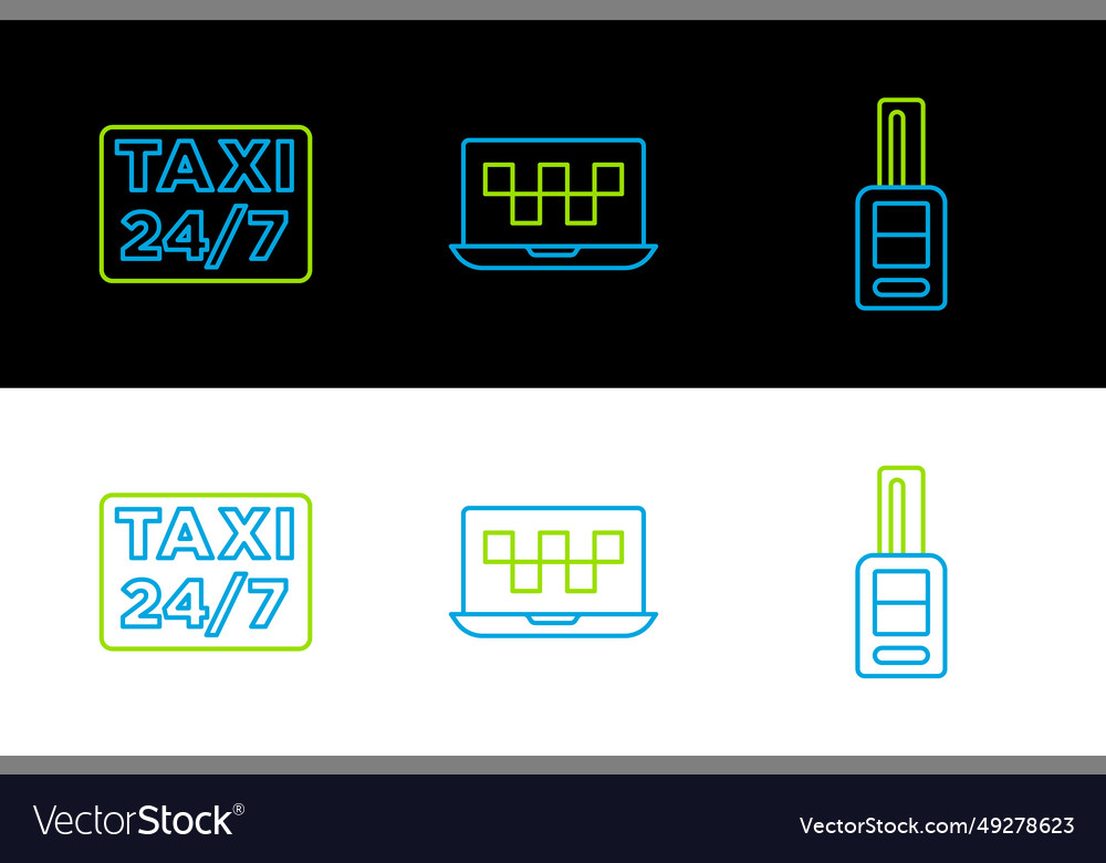 Set line car key with remote location taxi Vector Image Set line car key with remote location taxi