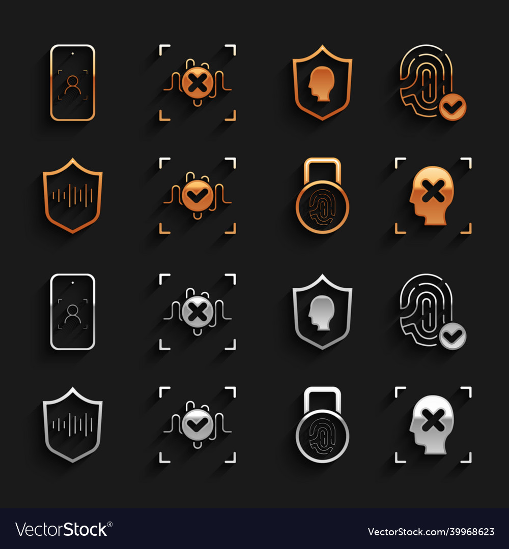 Set voice recognition fingerprint rejection face Vector Image Set voice recognition fingerprint rejection face